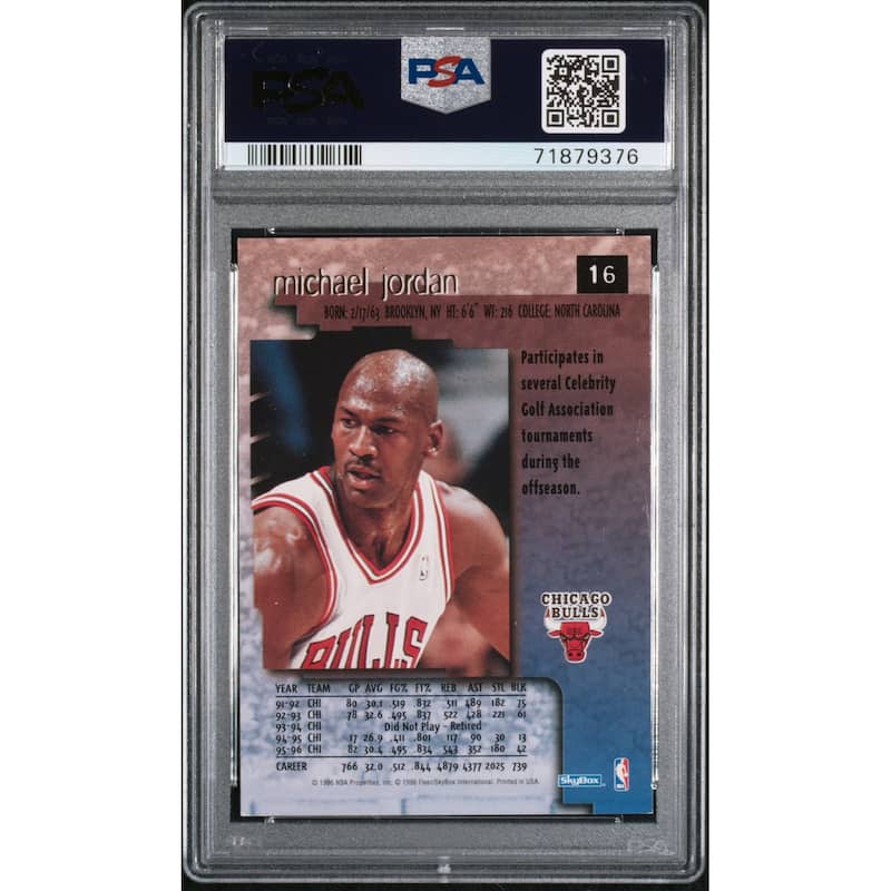 Michael Jordan 1996 Skybox Premium Basketball Card #16 Graded PSA 7 - 8'6" x 11'6"