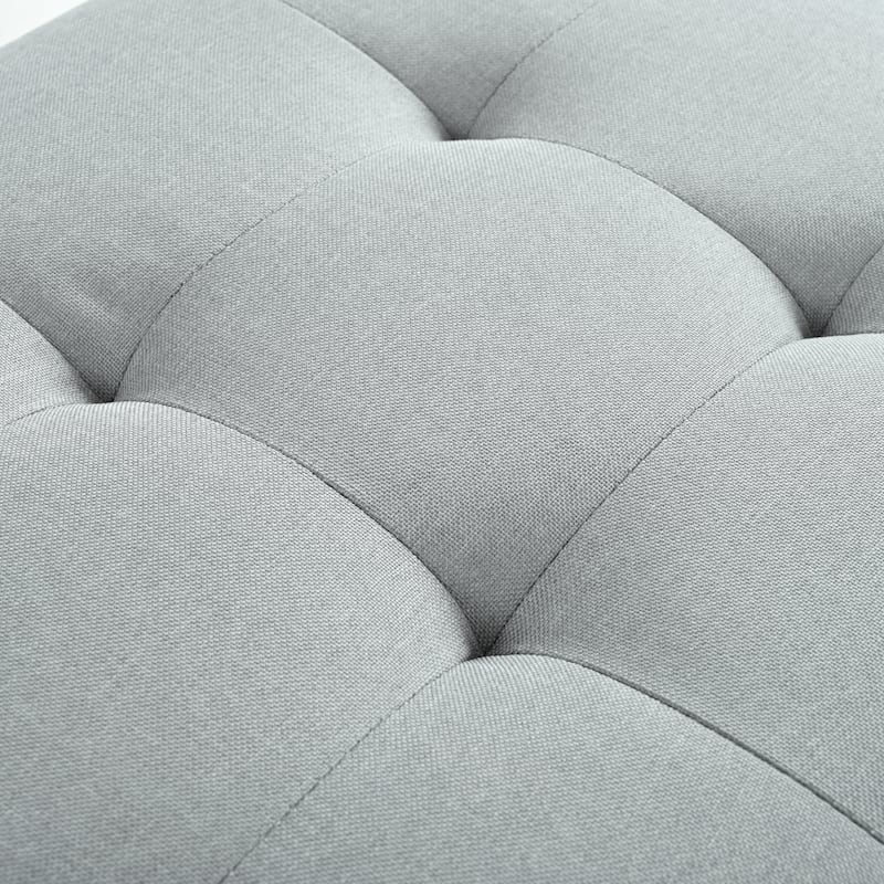 Linen Fabric Storage Ottoman Bench, Multi-Functional Storage Ottoman, End of Bed Bench with Hidden Hinge Lid & Rivet Trim