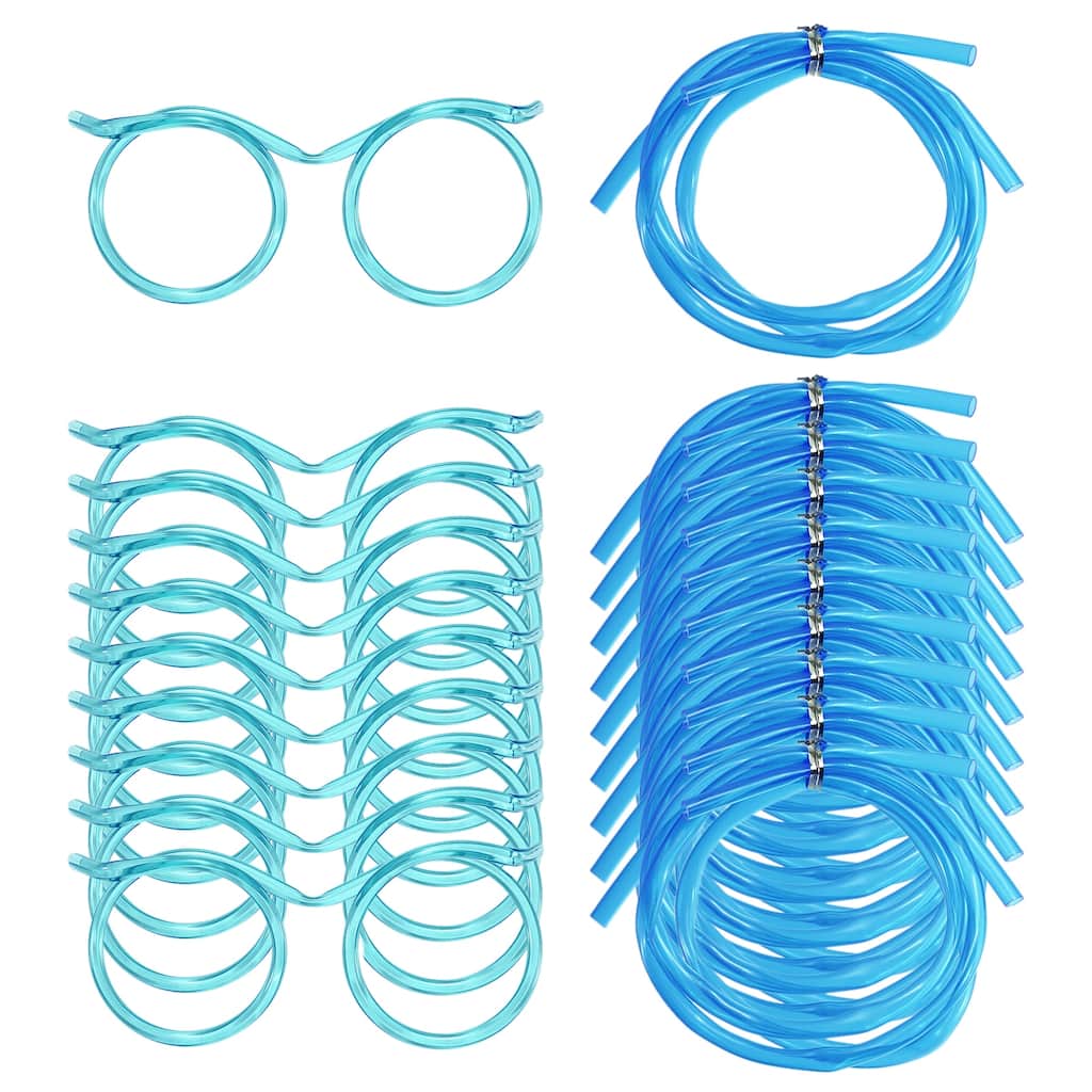 16 Pcs Straw Glasses, Plastic Round Novelty Drinking Eyeglasses Straws