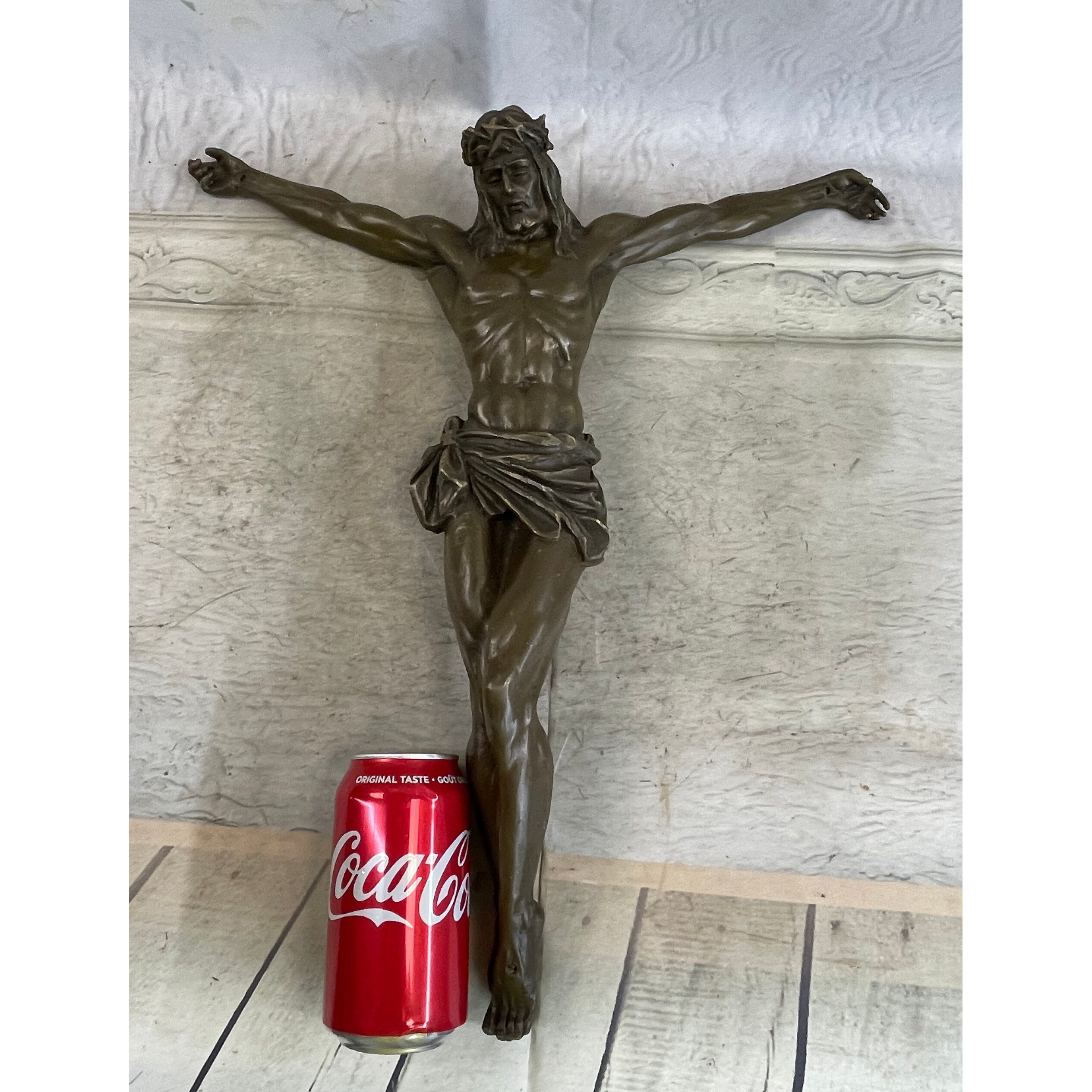 Jesus Christ On Cross Wall Hanging Crucifix Sculpture 18.5 Inches