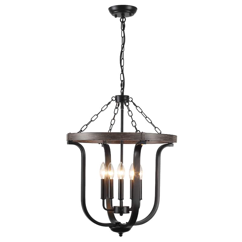 18.89-inch Elegant Farmhouse 5-Light Metal Pendant Light with Adjustable Height