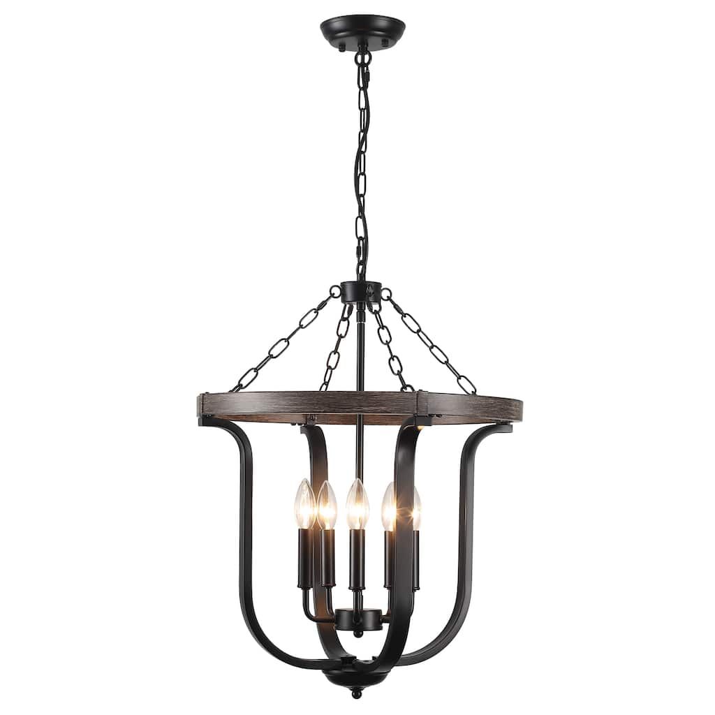 18.89-inch Elegant Farmhouse 5-Light Metal Pendant Light with Adjustable Height