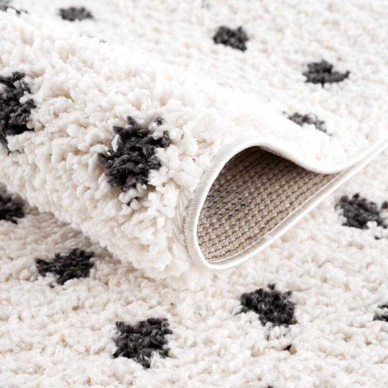 Hauteloom Chaia Living Room, Bedroom Area Rug - Plush Pile - White, Black - 2' x 3'