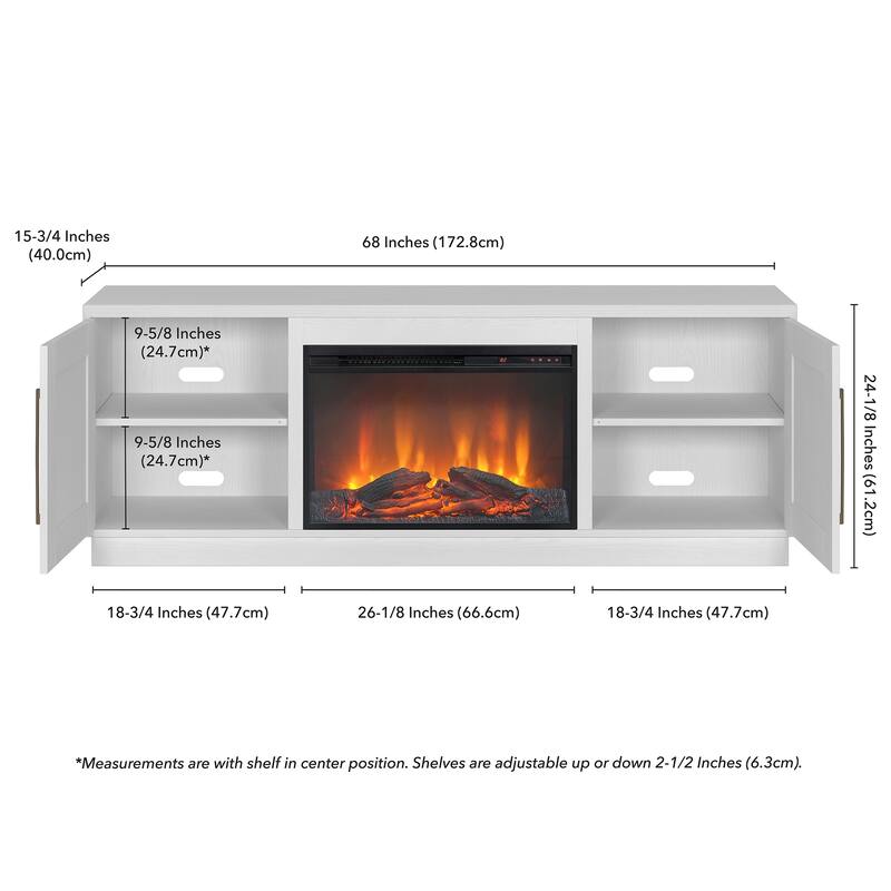 Tillman Rectangular TV Stand with Log Fireplace for TV's up to 75"