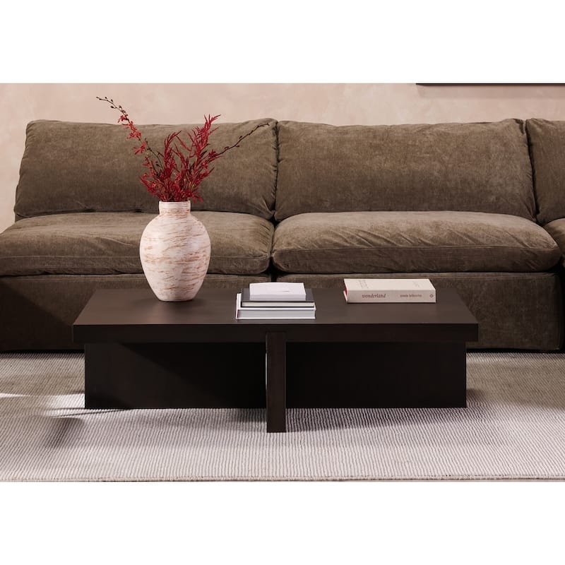 Aurelle Home Foane Modern Solid Oak Coffee Table - Brown - Rectangular