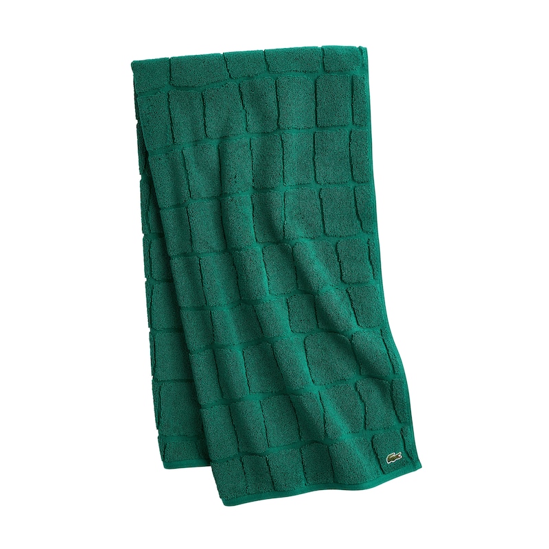 Lacoste Croc Scale Cotton Bath Towel, Hand Towel, and Washcloth - Bath Towel - Croc Green