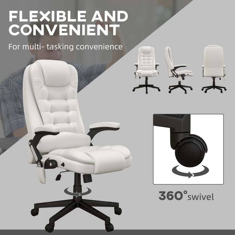 HOMCOM High Back Vibration Massage Office Chair with 6 Vibration Points, Beige