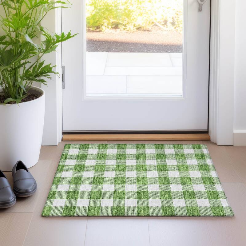 Premium Washable Super Soft Plaid Mayfield Rug - Green - 1'8" x 2'6"