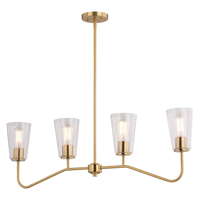 Beverly Linear Chandelier Island Pendant Light Fixture Clear Glass Shade, LED Compatible