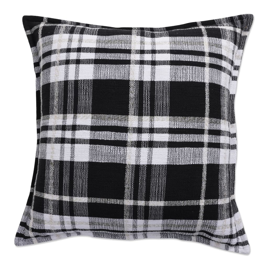 Pillow Perfect Indoor Decorative Throw Pillow, Lurex Plaid, 18"x18"