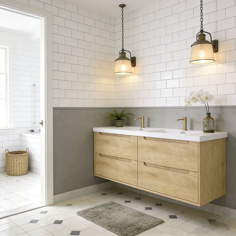 Prismis 60" 72" 84" Wall-Mount Premium Bathroom Vanity with Integrated Sink