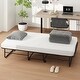 preview thumbnail 2 of 8, White Memory Foam Twin Folding Bed with Black Metal Frame and Wheels