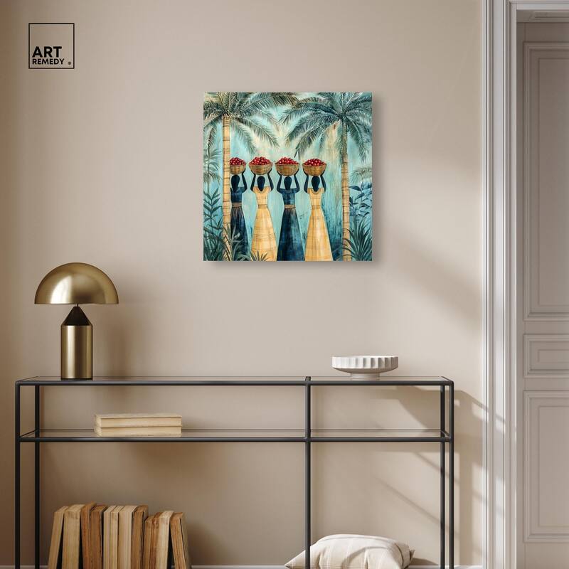 Walk Under Palms Canvas by Art Remedy, Gallery Wrapped
