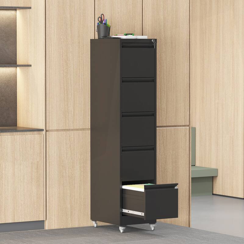 Versatile Lockable Metal File Cabinet with Mobility and Storage Capacity