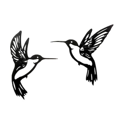 Hummingbird Wall Decorations - 6.25" - Black - Set of 6