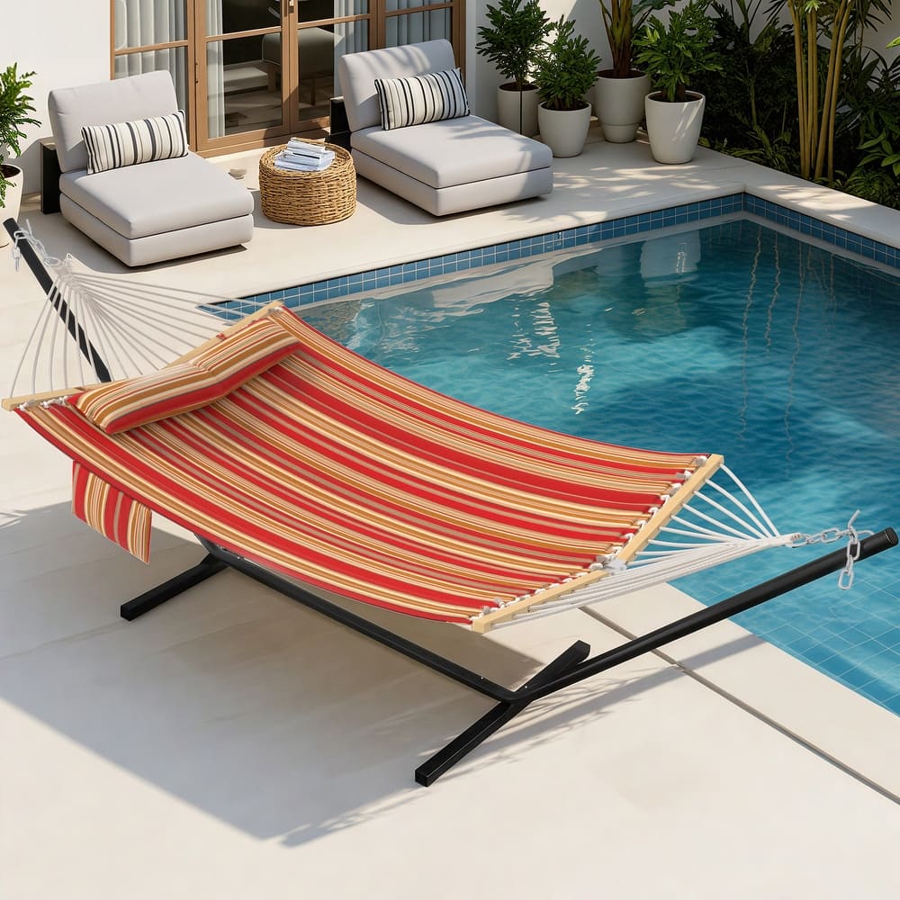 EROMMY Modern Portable Hammock, Hand-Woven Ropes, Anti-Tipping Design for Backyards, Beaches & Campsites