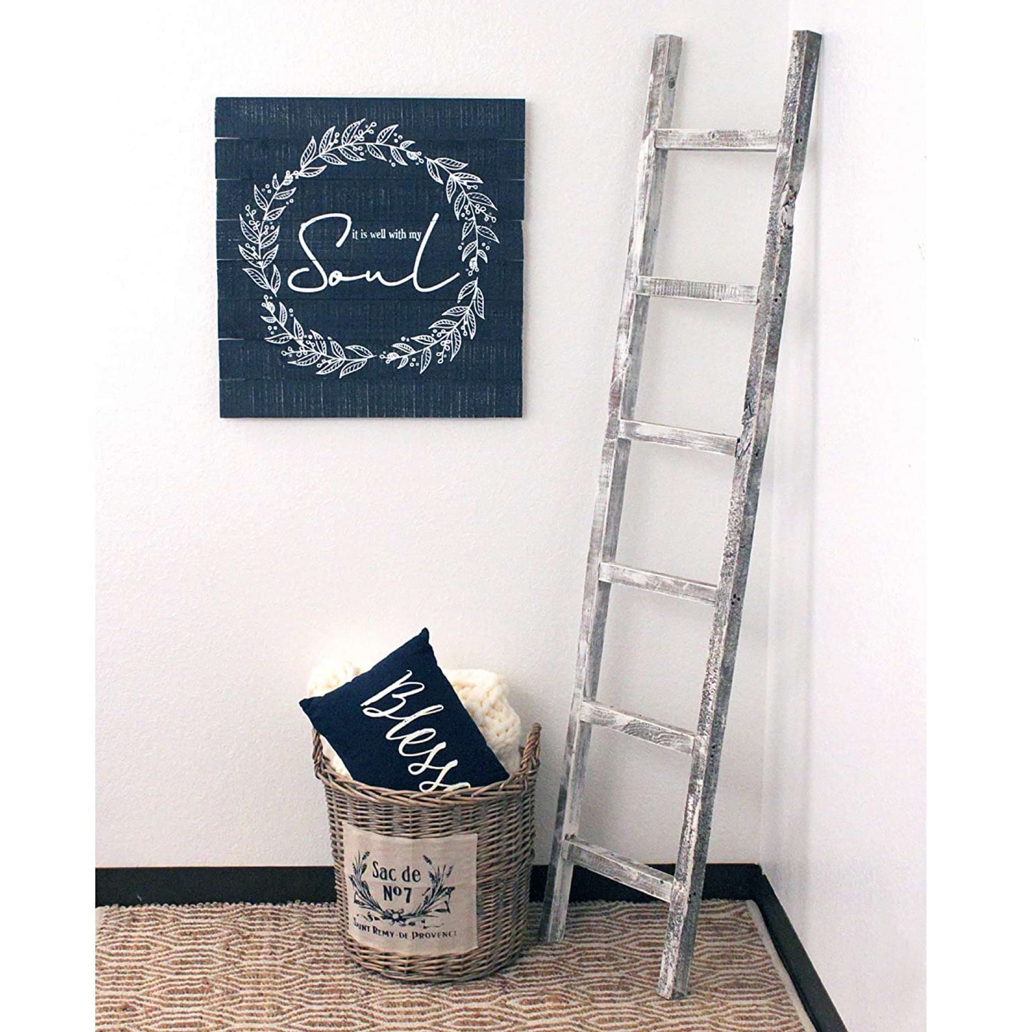White washed deals ladder shelf