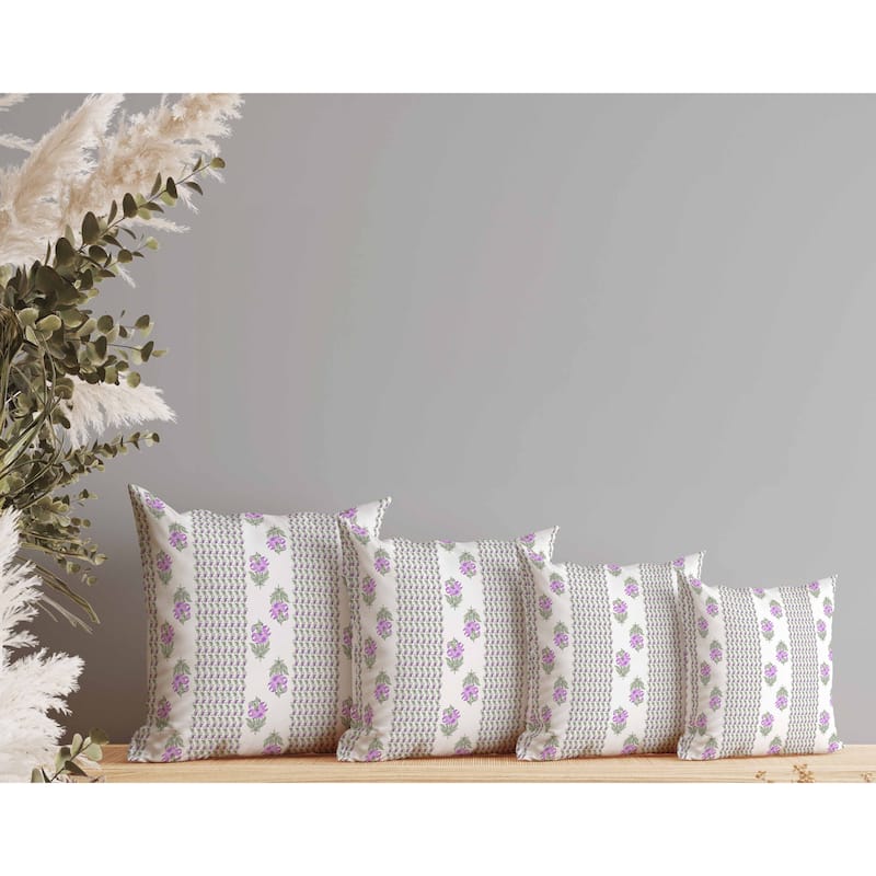Anemone Artistry Faux Suede Reversible Throw Pillow Pink and Green