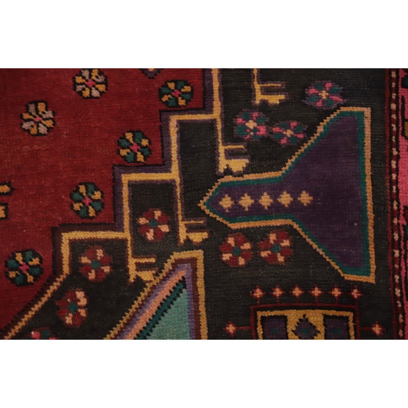 Hand Knotted Oriental 100% Wool Carpet Traditional Geometric Red Ardebil Runner Rug - 9' 3'' X 4' 1''