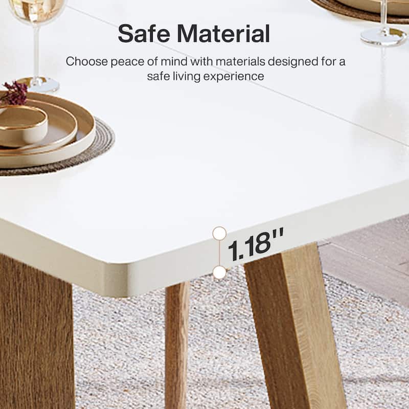 47 Inch Modern Dining Table for 4 People, White and Brown