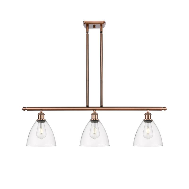 Innovations Lighting 516-3I-11-36 Bristol Linear Bristol Glass 3 Light - Antique Copper / Clear