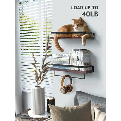 Brick Red Floating Bathroom Shelf with Towel Rail for bathroom/living/kitchen/bedroom (set of 2)
