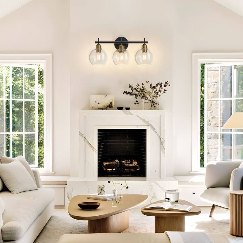 Starsky Modern 3-Light Dimmable Vanity Light with Seeded Glass Globes