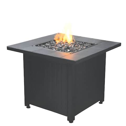 Endless Summer Liquid Propane Outdoor Patio Fire Table with Fire Glass, Black
