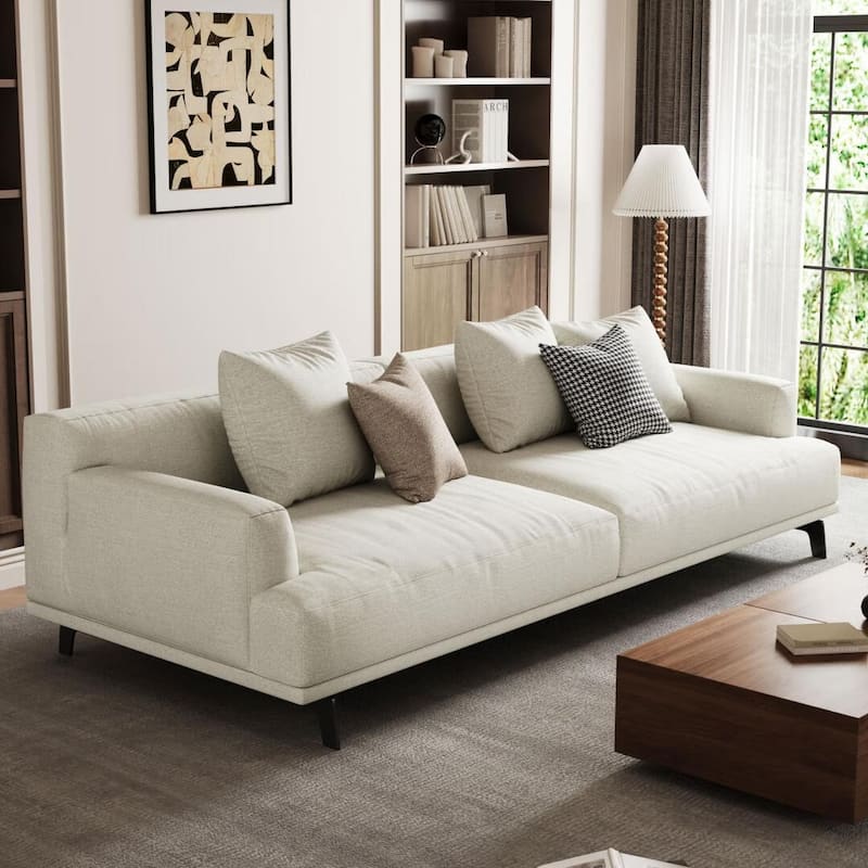 Modern Gray Cotton Linen Upholstered Sofa for Living Room - 82.6'W x37.4"D x 29.9"H 