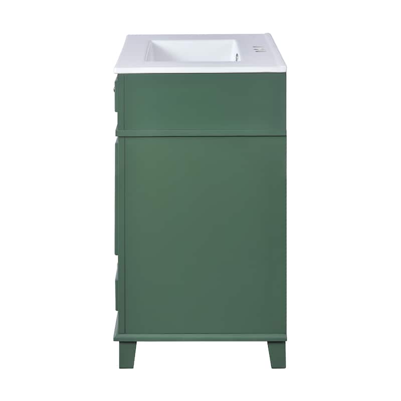 30'' Freestanding Bathroom Vanity with White Integrated Ceramic Sink - 29.37'' x 17.87'' x 33.14''