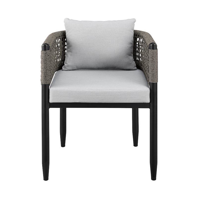 Felicia Black Aluminum & Grey Rope Outdoor Dining Chairs - Set of 2