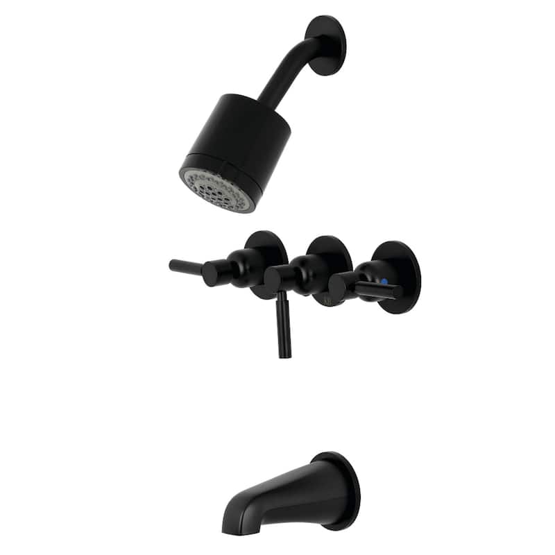 Concord Three-Handle Tub and Shower Faucet - Matte Black