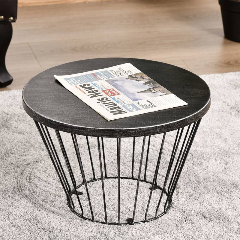 16" Steel Patio Side Table, Garden End Table with Hourglass Design