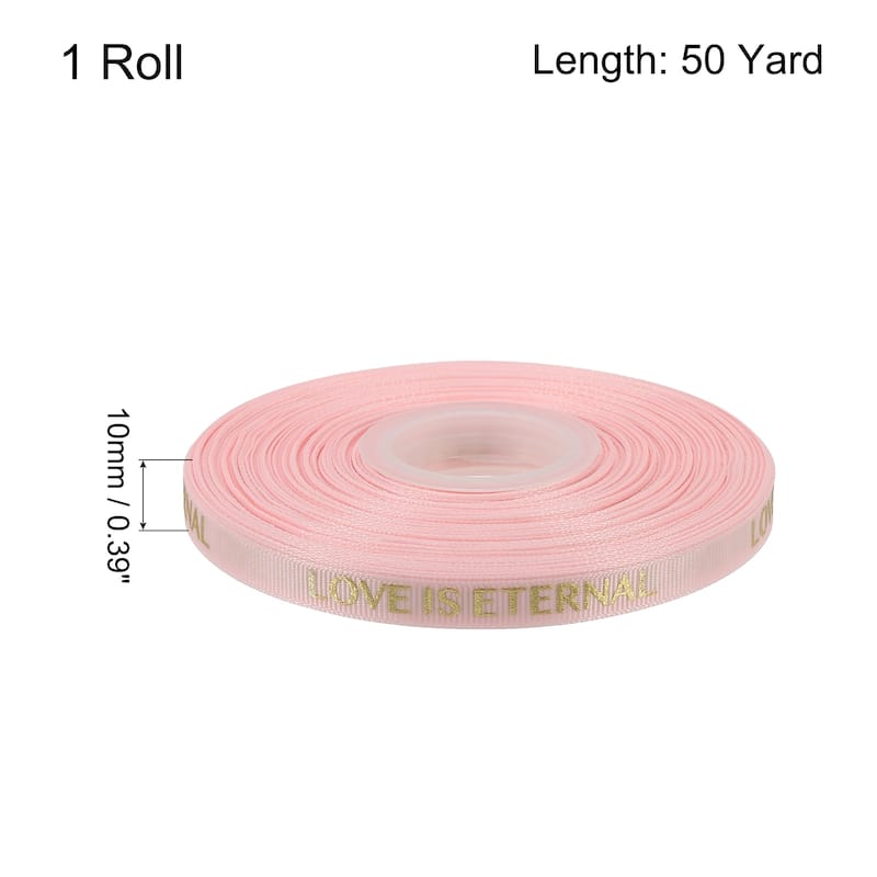 1" 50 Yard Valentine Printed Ribbon Wedding Favor Grosgrain Ribbons - Pink - 3/8"