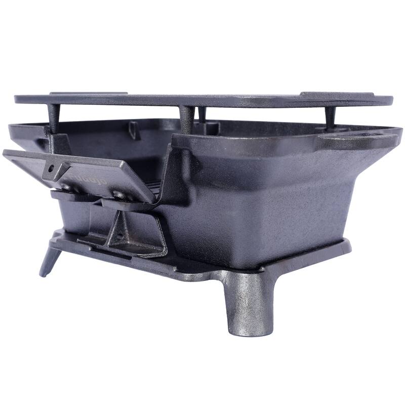 Anmytek Compact Cast Iron Tabletop Charcoal Grill with Dual-Layer Grate, Portable Mini BBQ Grill with Sliding Ash Door