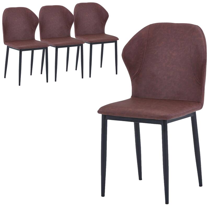 Mosaic Modern Fabric Upholstered Accent Dining Chair With Metal Legs & Curved Backrest Side Chair for Home or Office (Set of 4) - Plum Purple