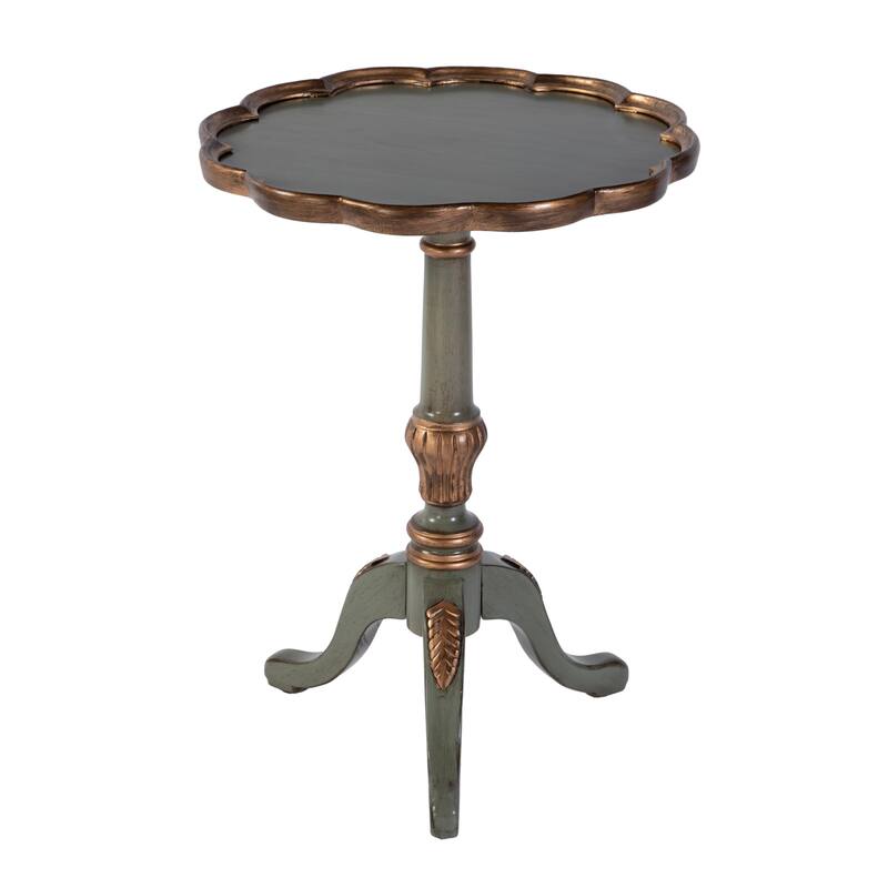 Dansby 20 in. W Round Wood Scalloped Edge Pedestal Side Table