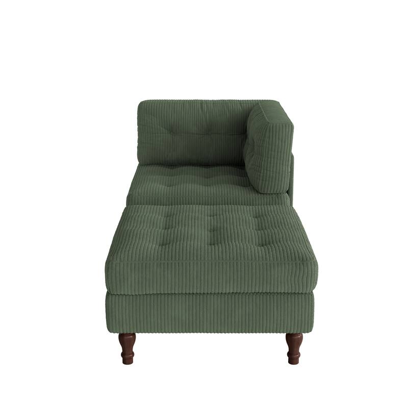 Corduroy Tufted Accent Chair Armchair and Ottoman Set