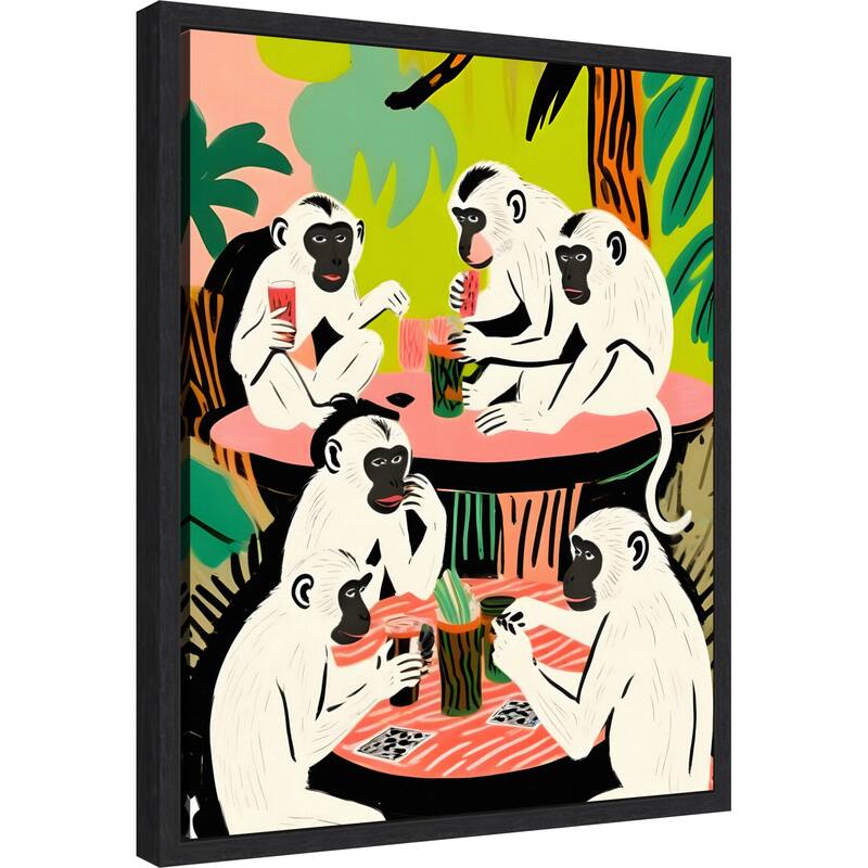 Monkey Game Weekend by Uma Gokhale Framed Canvas Wall Art