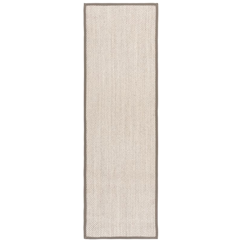 SAFAVIEH Natural Fiber Lorine Casual Border Sisal Rug - 2'6" x 18' Runner - Marble/Khaki