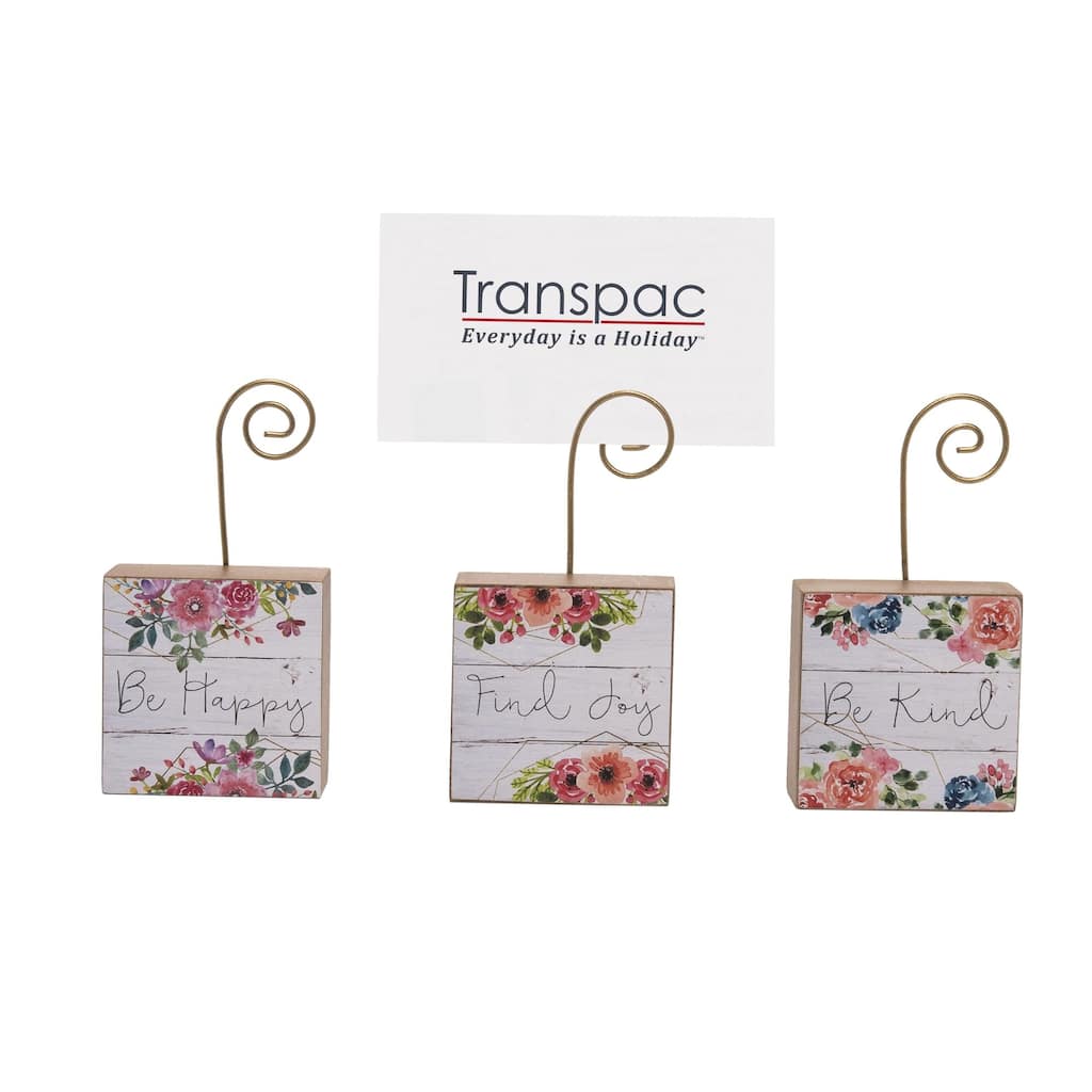 Transpac MDF Block Photo Holder Set of 3 Spring Home Decorations