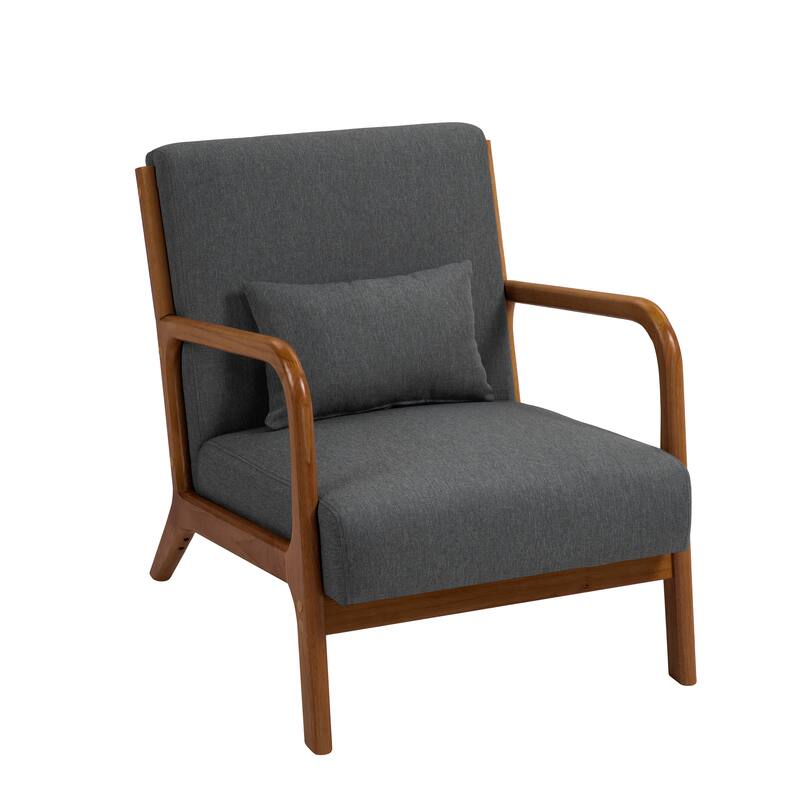 Mid-Century Modern Upholstered Accent Chair with Wood Frame