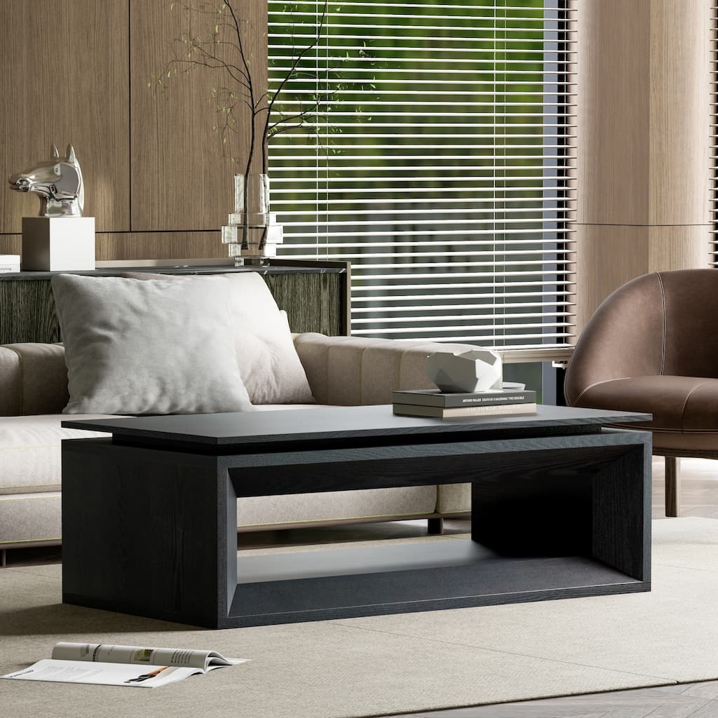 Lift-Top Coffee Table Tea Table with Storage, Center Table Side Table Black End Table Accent Table with Shelf