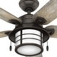 preview thumbnail 6 of 25, Hunter 54" Key Biscayne Outdoor Ceiling Fan with LED Light Kit and Pull Chain, Damp Rated