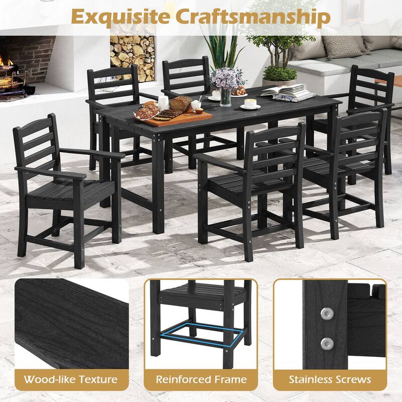 Gymax 7 PCS Outdoor Dining Table Set for 6 People Rectangle Table & 6