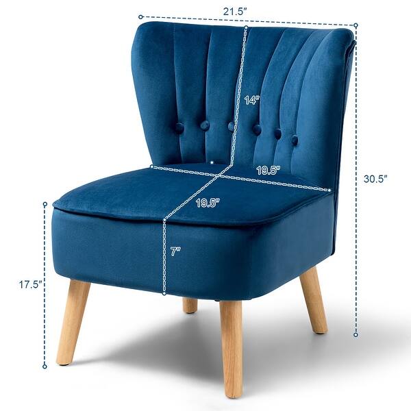 dimension image slide 0 of 3, Costway Armless Accent Chair Tufted Velvet Leisure Chair Single Sofa