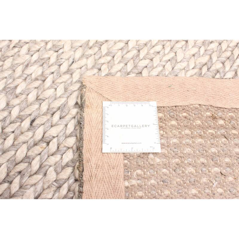 ECARPETGALLERY Braid weave Sienna Grey Wool Rug - 4'11 x 8'0
