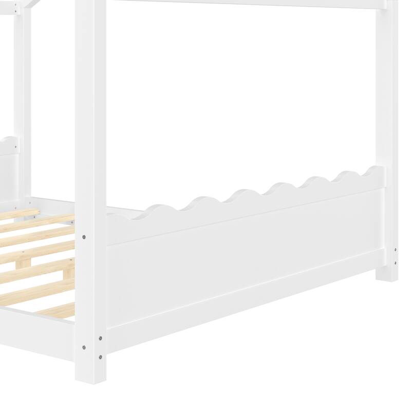Wood House Bed Floor Bed with Support Slats Montessori Bed