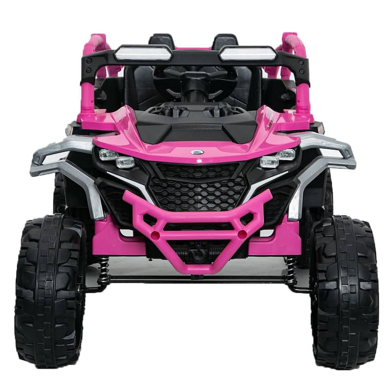 12V 2-Seater Kids Electric UTV Ride-On for Ages 3-6, Magenta with Remote Control & Music - Pink