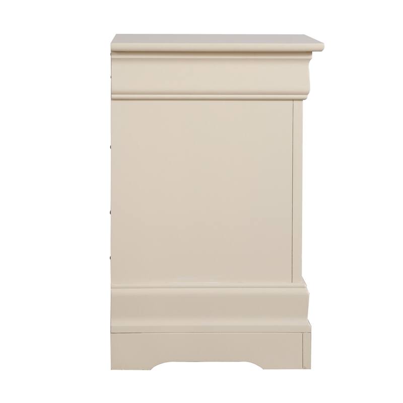 Beige Nightstand 24x22x16 with One Spacious Drawer, Compact Bedside Table for Storage and Subtle Neutral Bedroom Accent